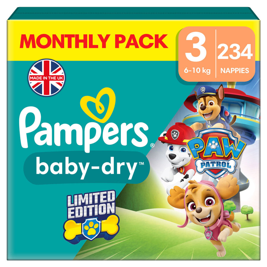 Paw Patrol Baby Dry Nappies Size 3, 234 Pack