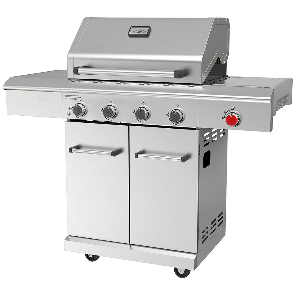 Deluxe 4 Burner Stainless Steel Gas Barbecue + Side Burner + Cover