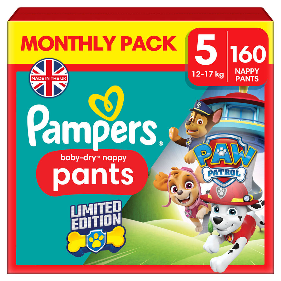 Paw Patrol Baby Dry Nappy Pants Size 5, 160 Pack