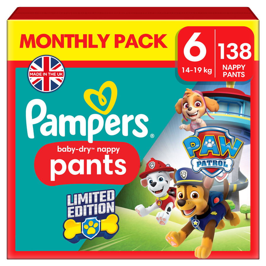 Paw Patrol Baby Dry Nappy Pants Size 6, 138 Pack
