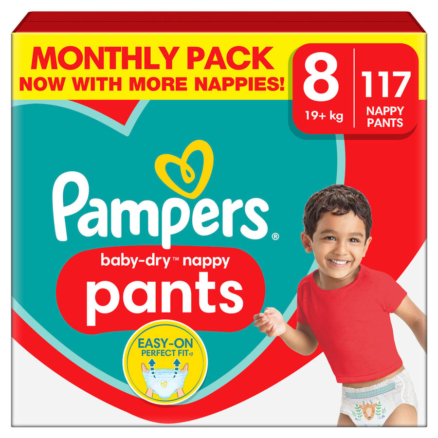Baby Dry Pants Size 8, 117 Pack