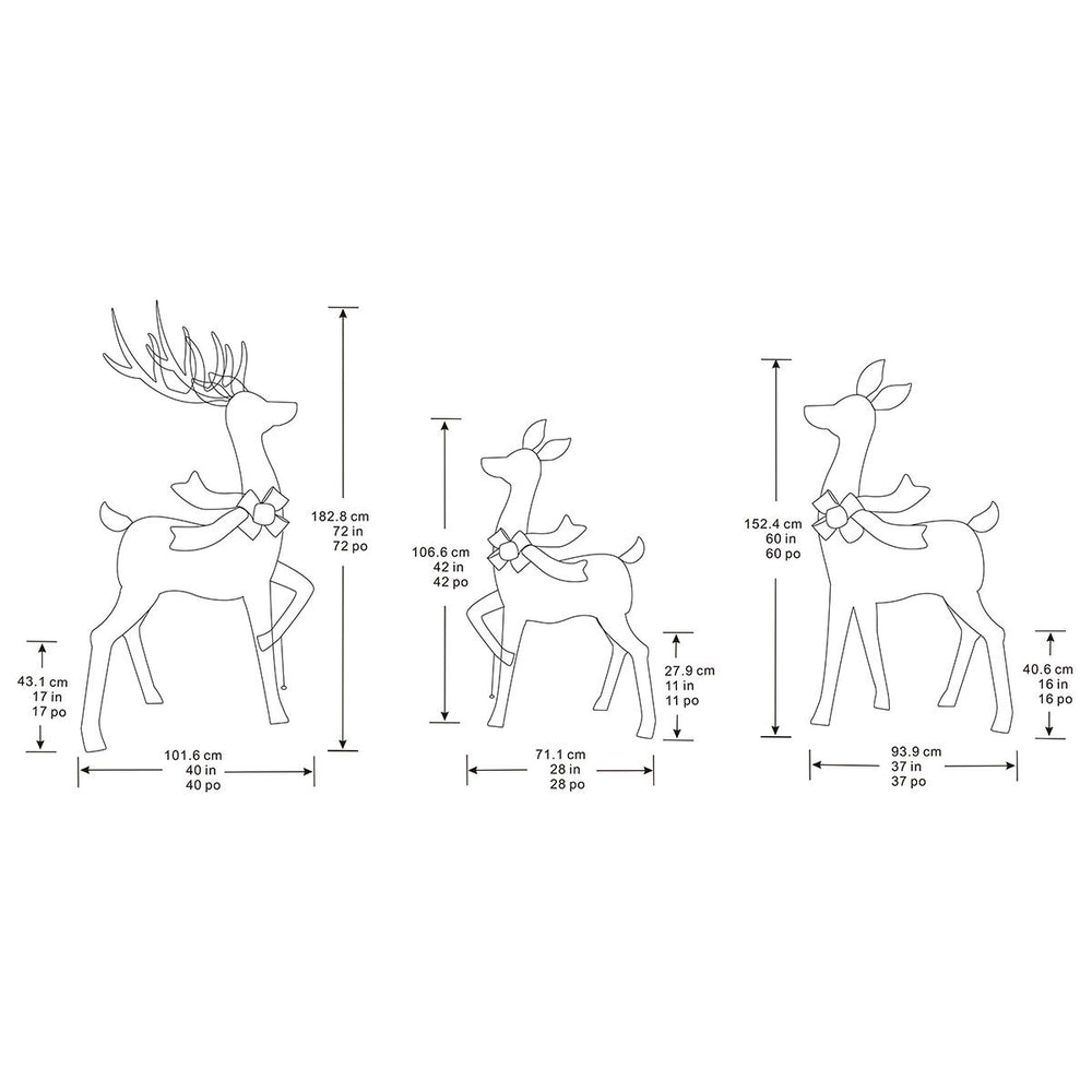 72 Inch (1.8M) Indoor/Outdoor Christmas Reindeer Family with 882 LED Lights, Set of 3