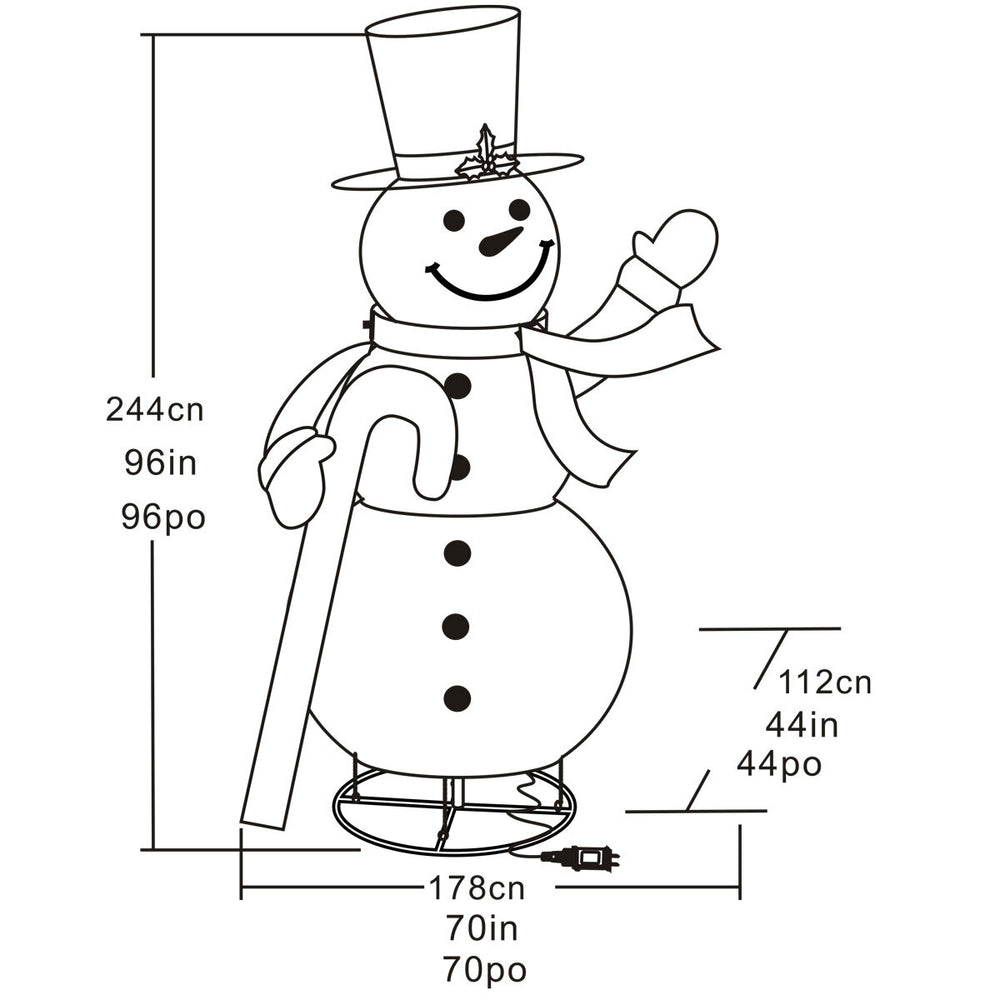 8Ft (2.4M) Indoor / Outdoor Pop-Up Snowman with 520 LED Lights