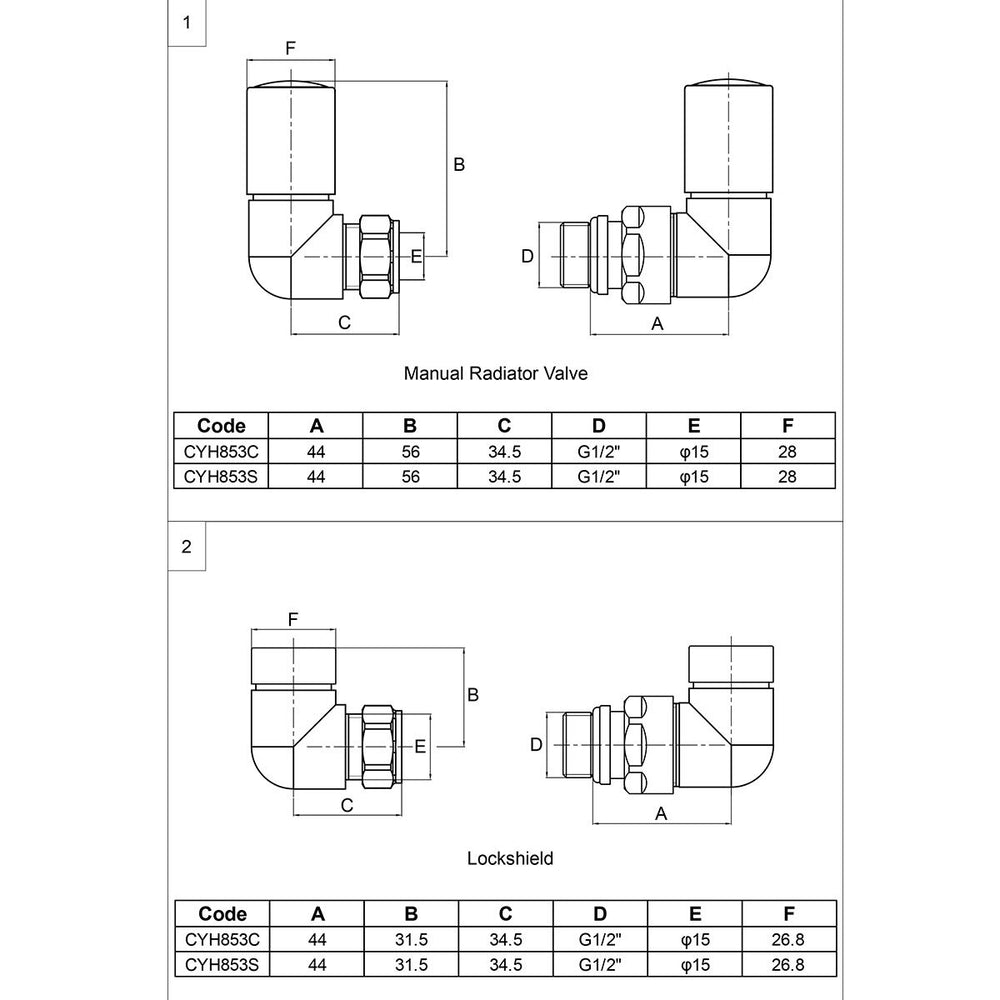 Cylindrical-30 Corner Manual Valve + L/S (Pair)
