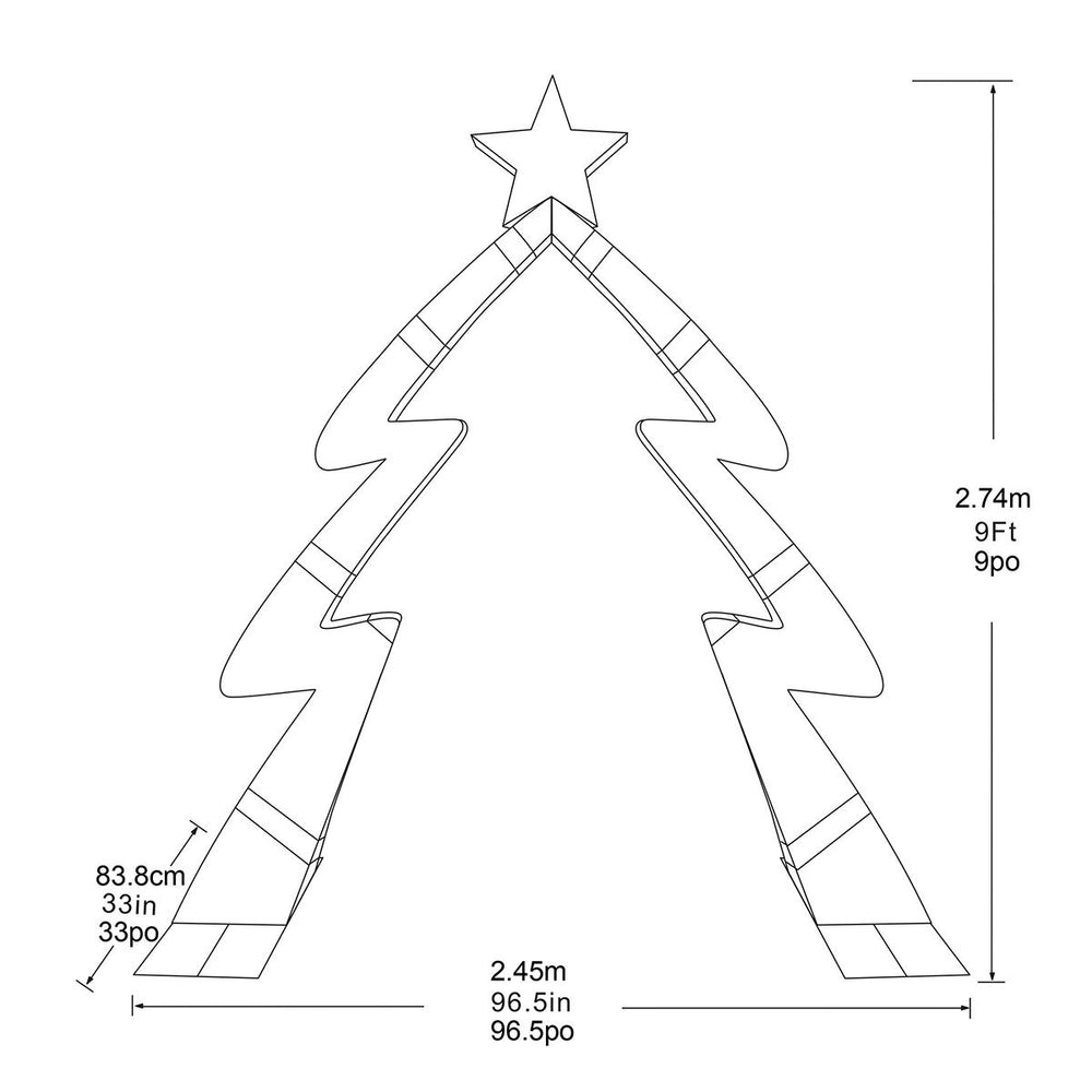 9Ft (2.7M) Christmas Tree Shaped Archway with 220 LED Lights