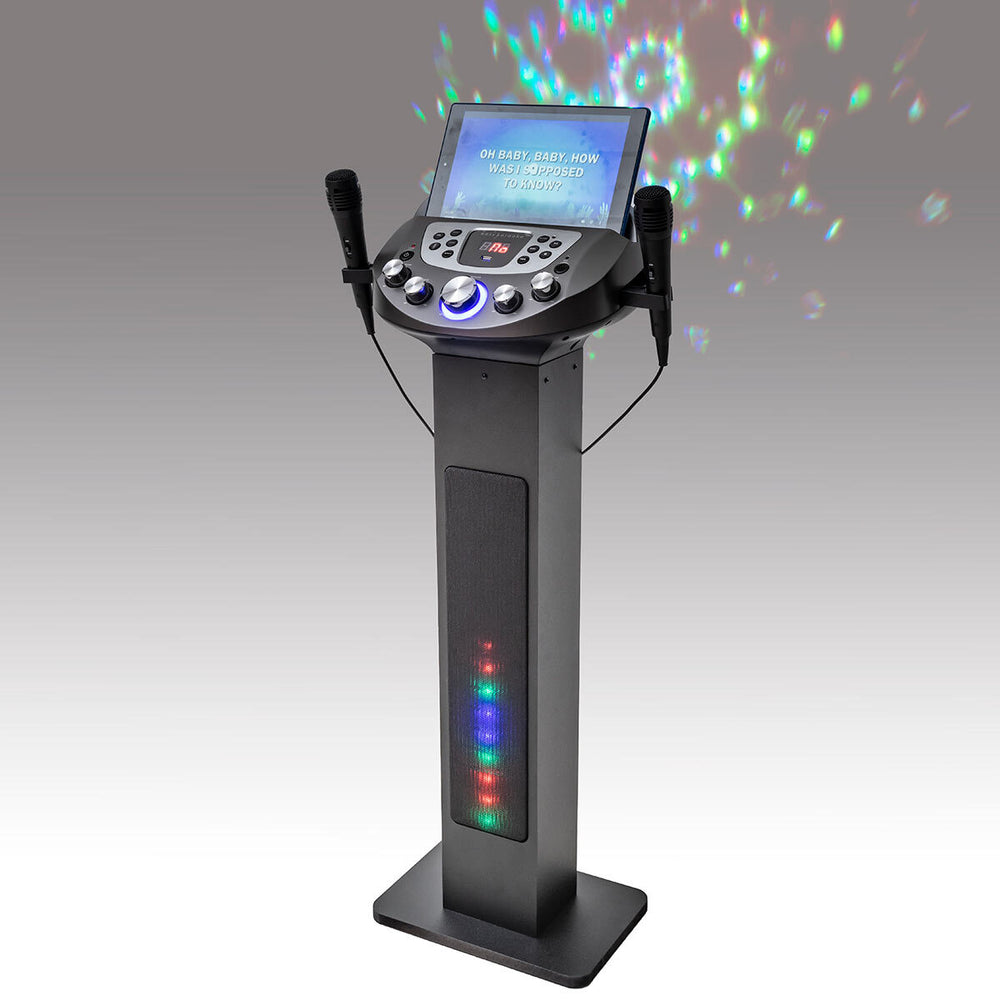 Smart Bluetooth Pedestal Karaoke System, with LED Lights, Disco Ball and Speakers, EKS828BT
