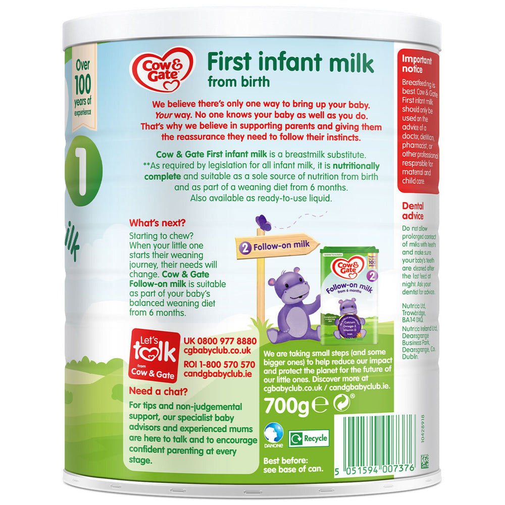 Cow & Gate 1 First Infant Milk Powder, 3 X 700G