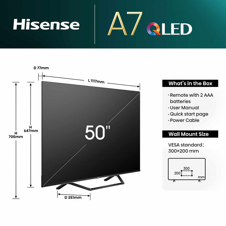50A7NQTUK 50 Inch QLED Freely Smart TV