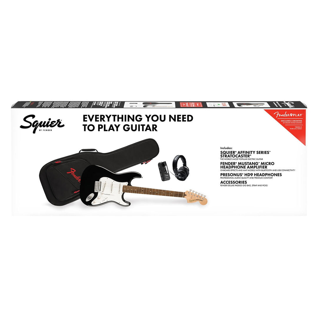 Squire Stratocaster Mustang by  Electric Guitar Affinity Series Pack, Black