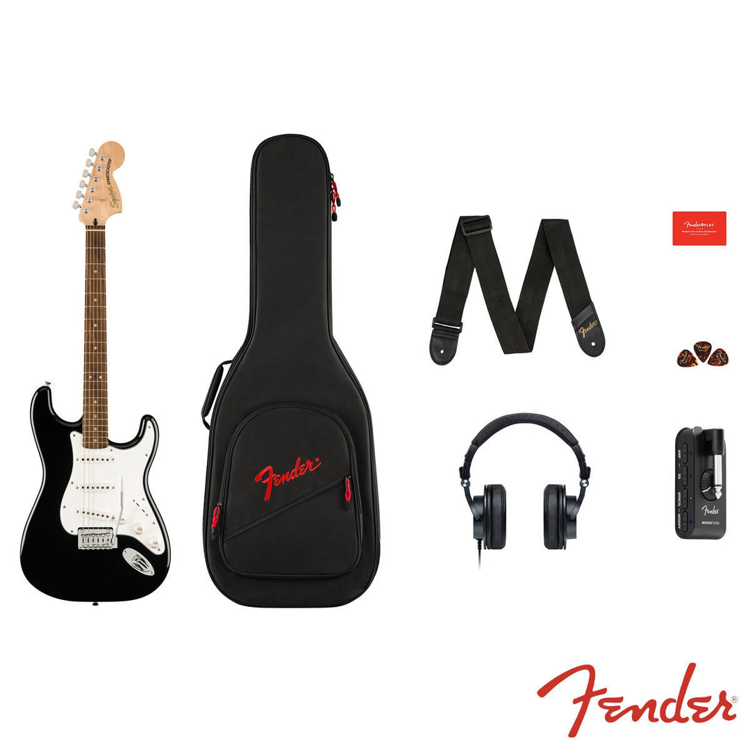 Squire Stratocaster Mustang by  Electric Guitar Affinity Series Pack, Black
