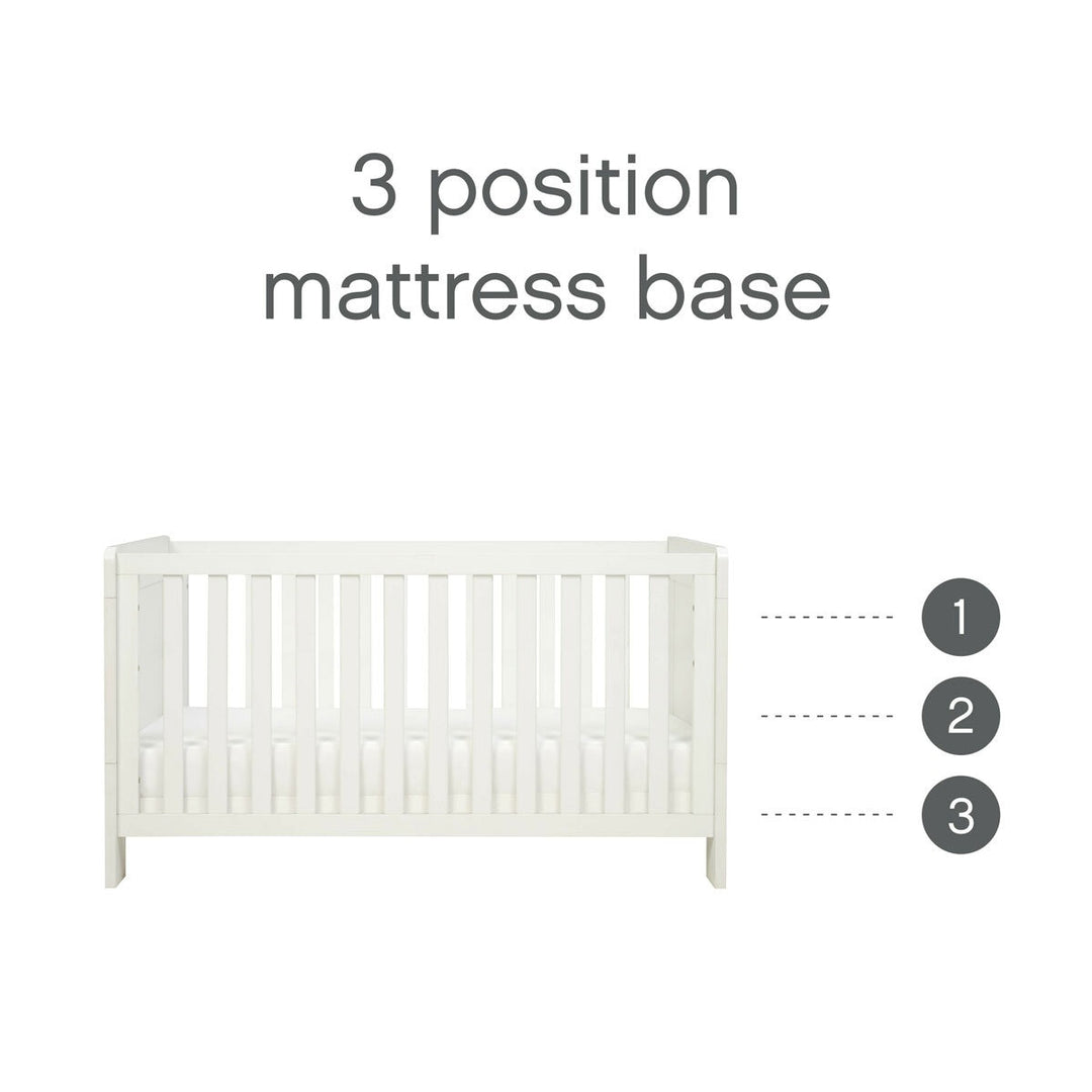 Alba Cot Bed with Sprung Mattress, White