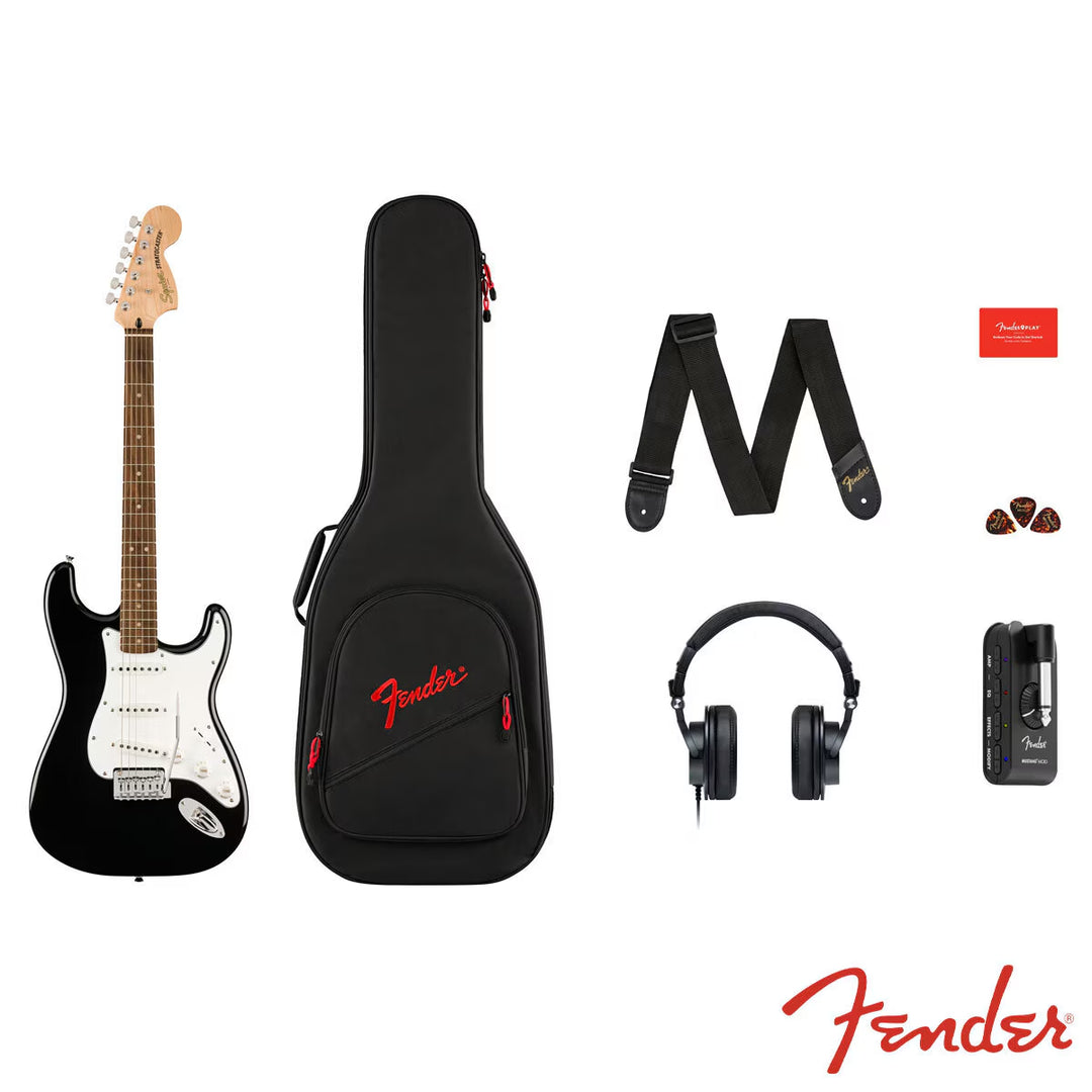 Squire Stratocaster Mustang by  Electric Guitar Affinity Series Pack, Black