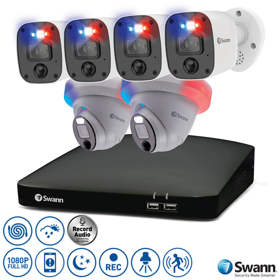 8 Channel 2TB DVR Recorder with 4 X 4K Full HD Enforcer™ Bullet Camera & 2 X 4K Full HD Enforcer™ Dome Cameras, SWDVK-856804MQB2D-EU