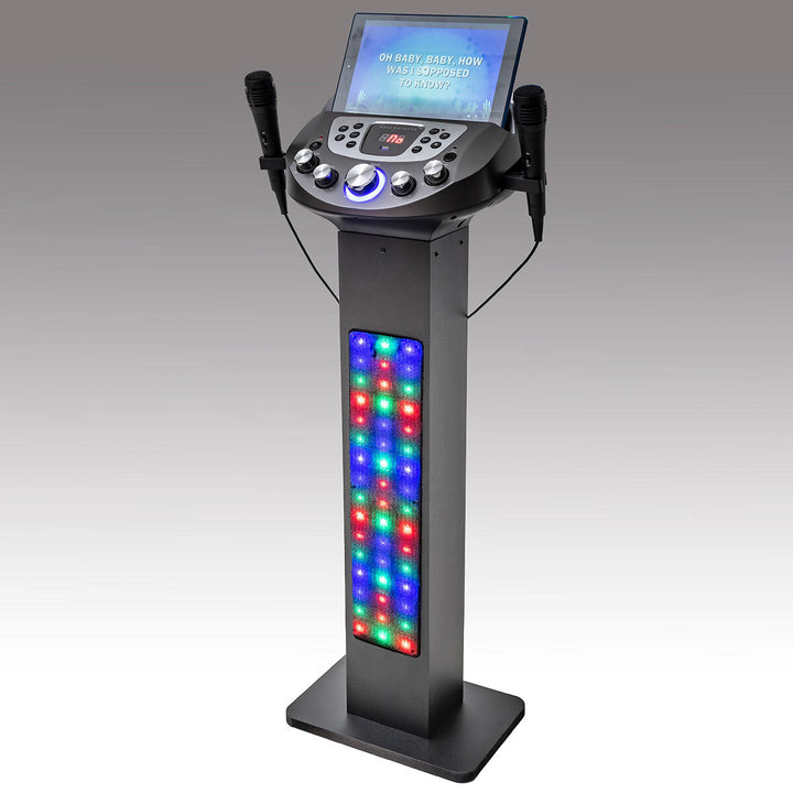Smart Bluetooth Pedestal Karaoke System, with LED Lights, Disco Ball and Speakers, EKS828BT