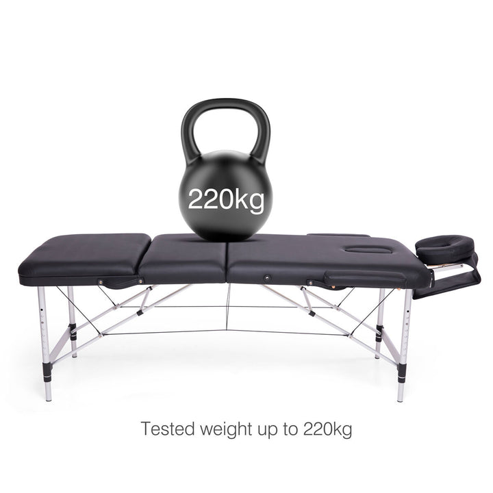 Professional Aluminium Massage Table and Treatment Couch in Black, MATM