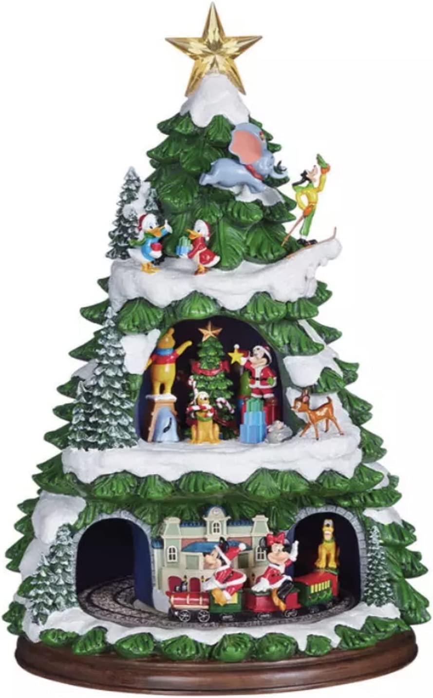 Disney 17.5 Inches (44.5cm) Animated Christmas Tree Table Top Ornament with LED Lights & Sounds