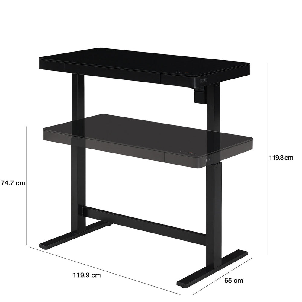 Power Adjustable Height Tech Desk, Black