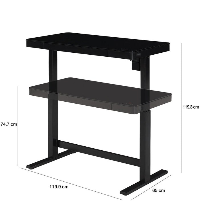 Power Adjustable Height Tech Desk, Black