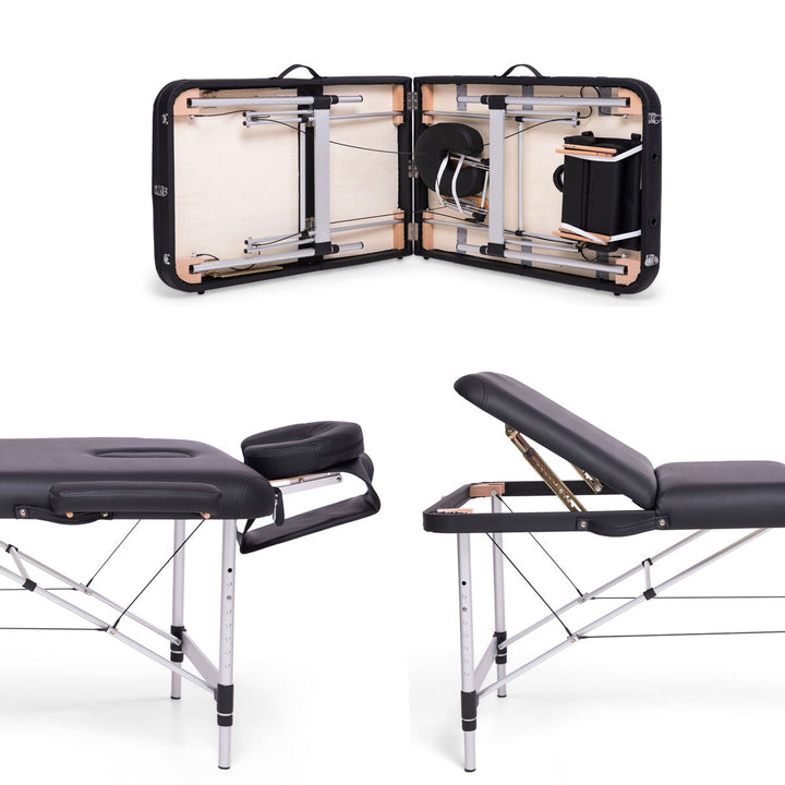 Professional Aluminium Massage Table and Treatment Couch in Black, MATM