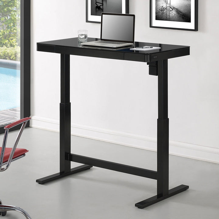 Power Adjustable Height Tech Desk, Black