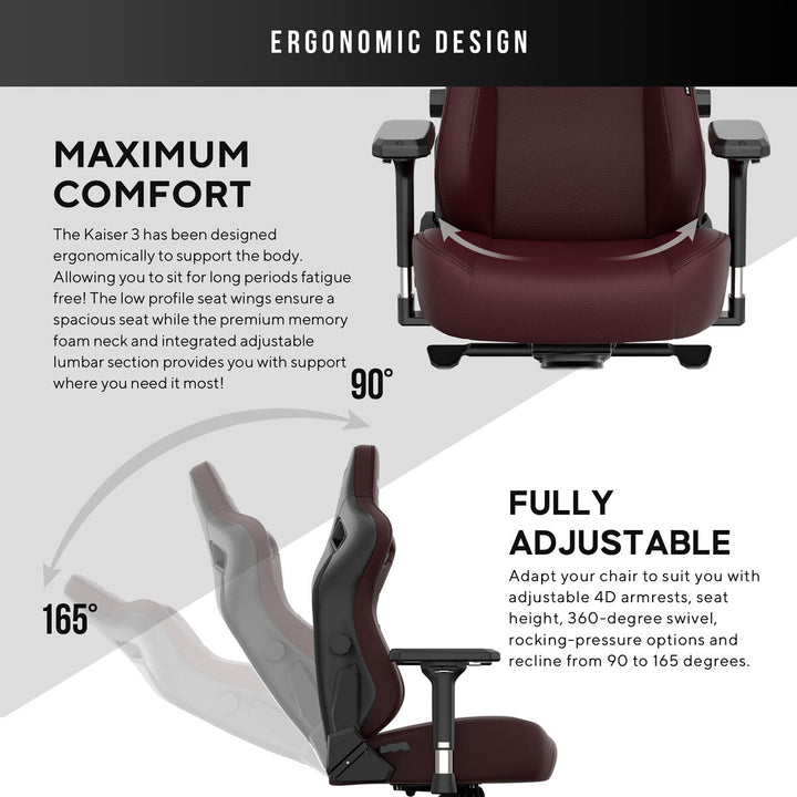 Kaiser Series 3 Large Gaming Chair, Maroon