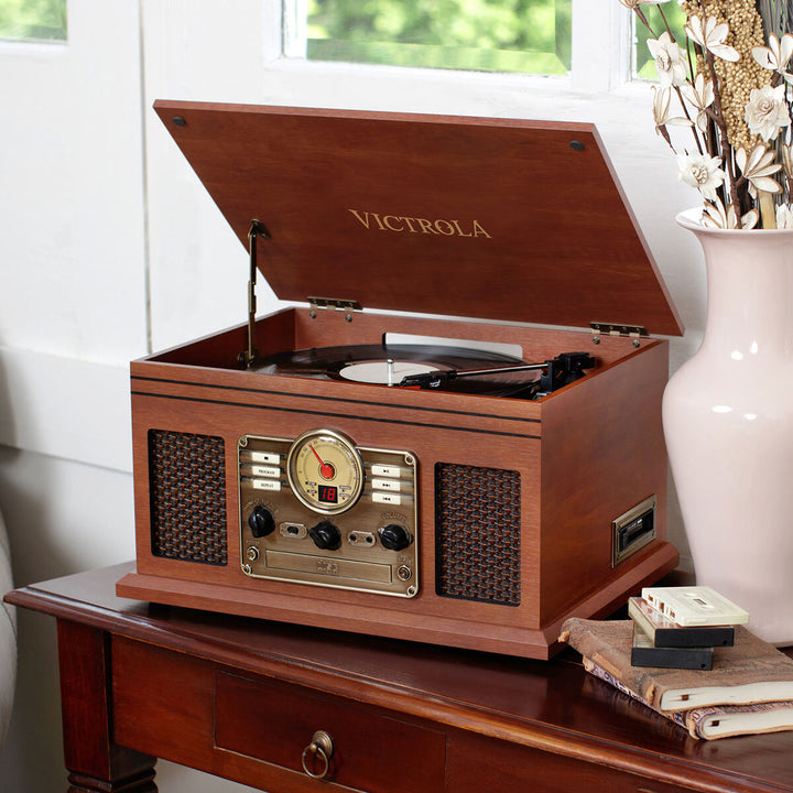 Hawthorne VTA-200B-MAH-EU Turntable Record Player with 3 Speed Turntable in Mahogany